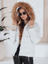 Damen Steppjacke mit Kapuze & Kunstfell